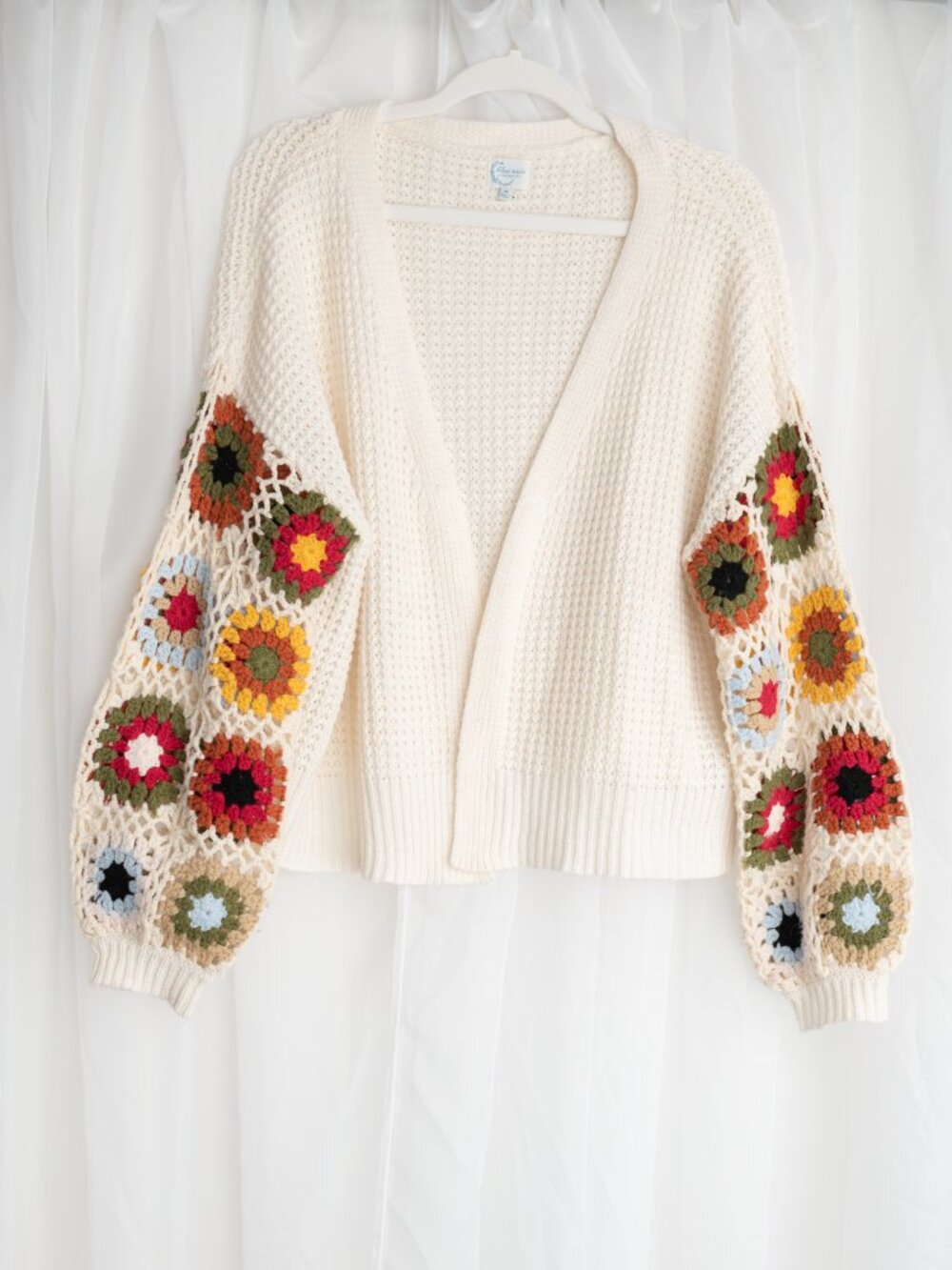 Francesca's granny square crochet sleeve sweater